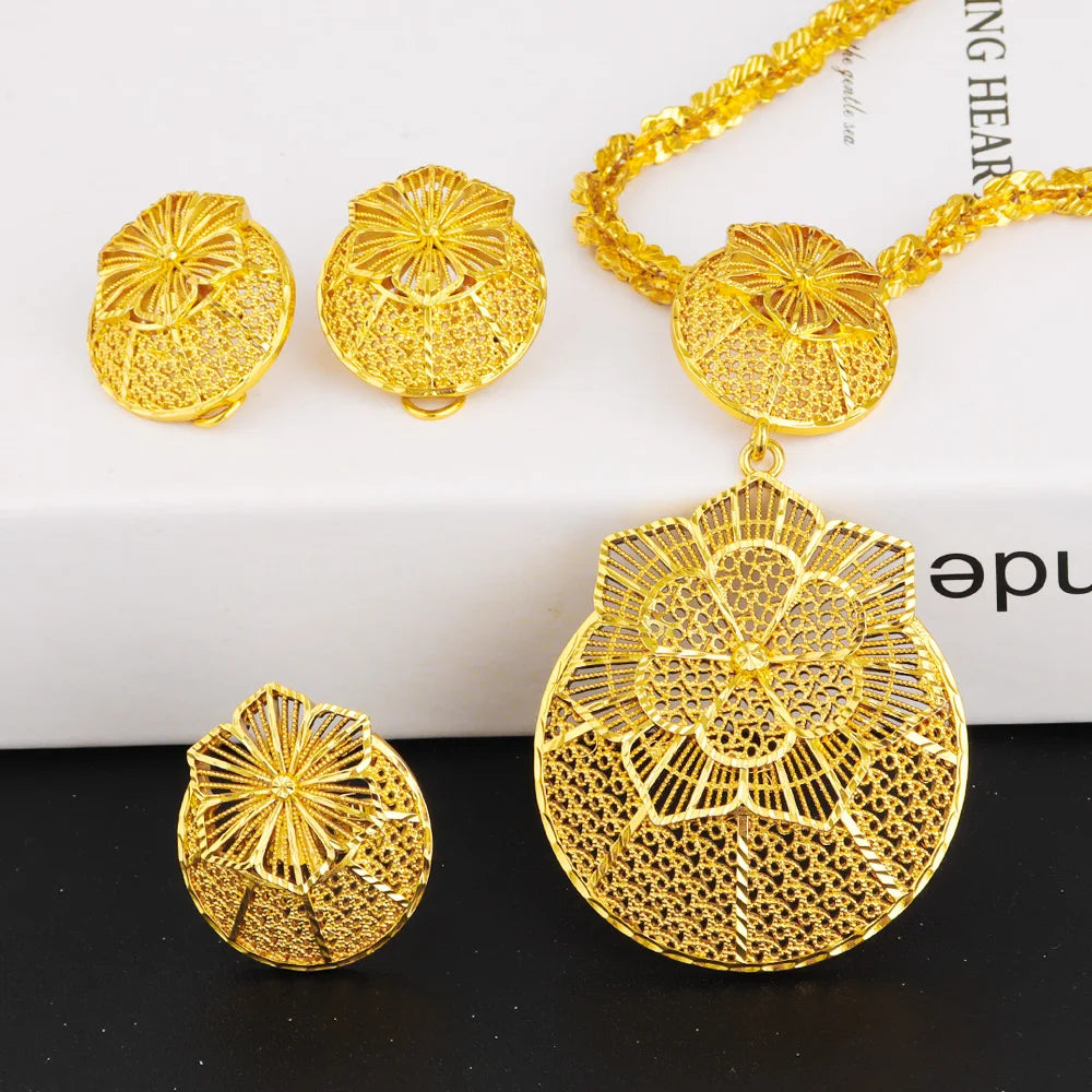 Nigerian Jewelry Set Wedding Jewelry For Women Dubai Gold Color Warped by edenista