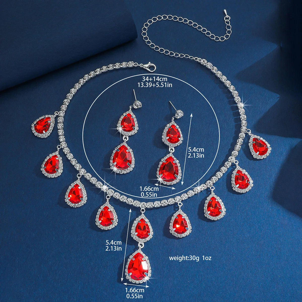 Elegant Crystal Decorated Jewelry Set Trendy Pendant Necklace & Dangle Earrings by edenista