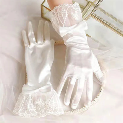 Mesh Lace Bridal Gloves Short Wrist Length