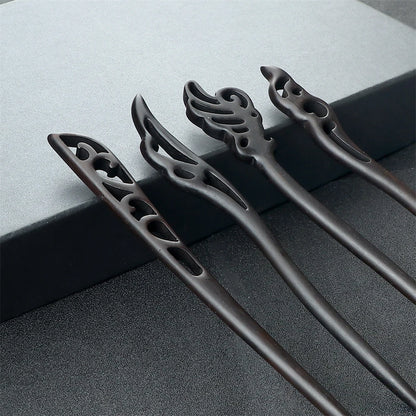 Chinese ethnic style hair sticks, Edenista green sandalwood, set of 4 for women.