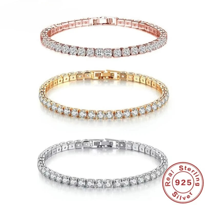 Luxury 925 Silver Cubic Zirconia Crystal Tennis Bracelet by edenista
