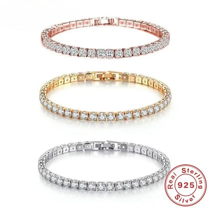 Luxury 925 Silver Cubic Zirconia Crystal Tennis Bracelet by edenista
