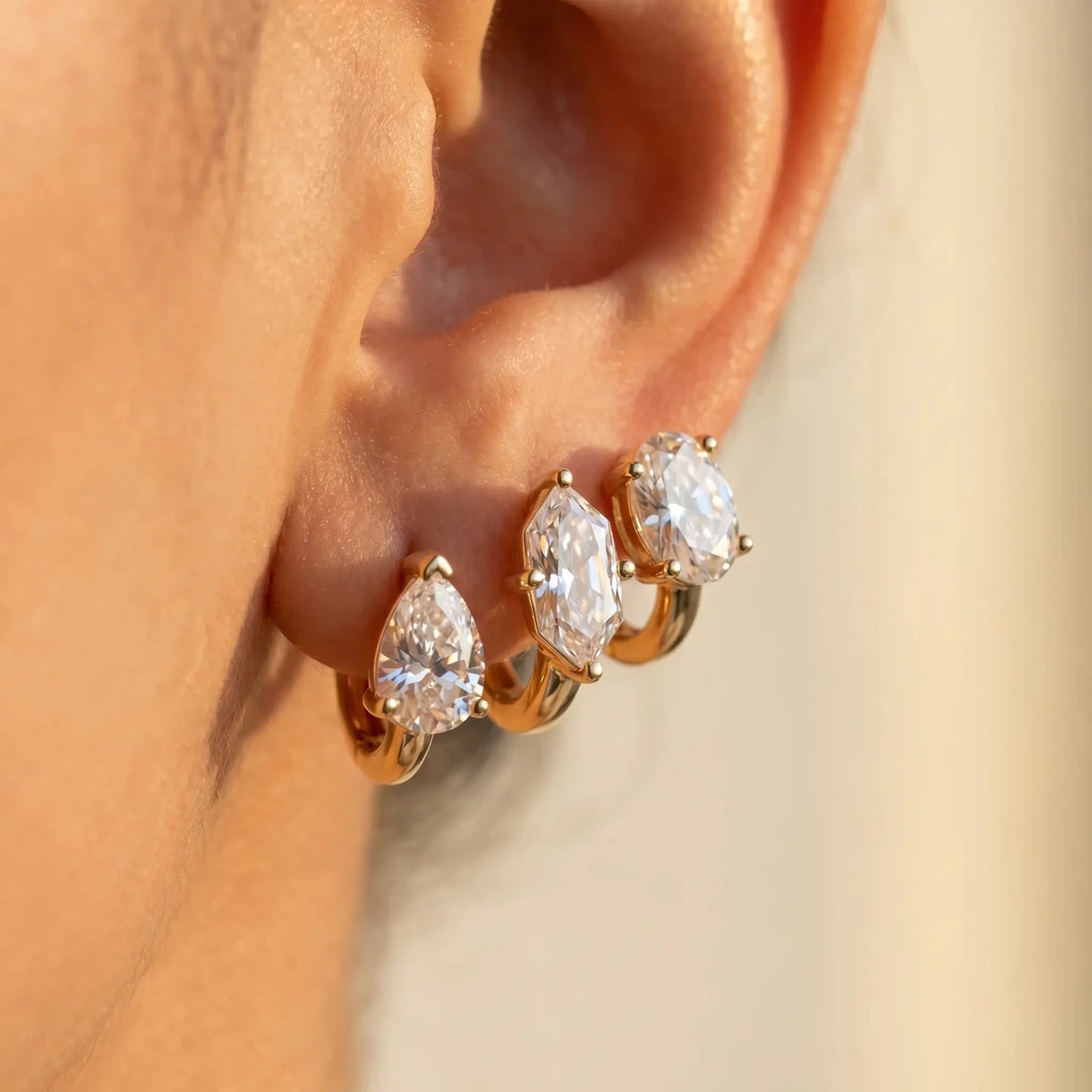 18K Gold Plated Zirconia Huggie Hoop Earrings – 12.4mm