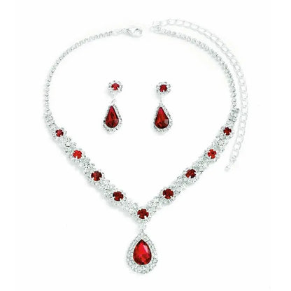 3 pieces of women's crystal droplet necklace with earrings set by edenista