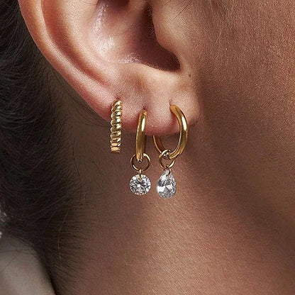 Waterproof 14K Gold Plated Zircon Drop Earrings