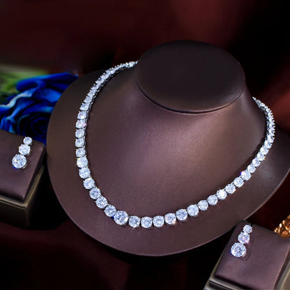 CZ Tennis Necklace and Earrings Bridal Set