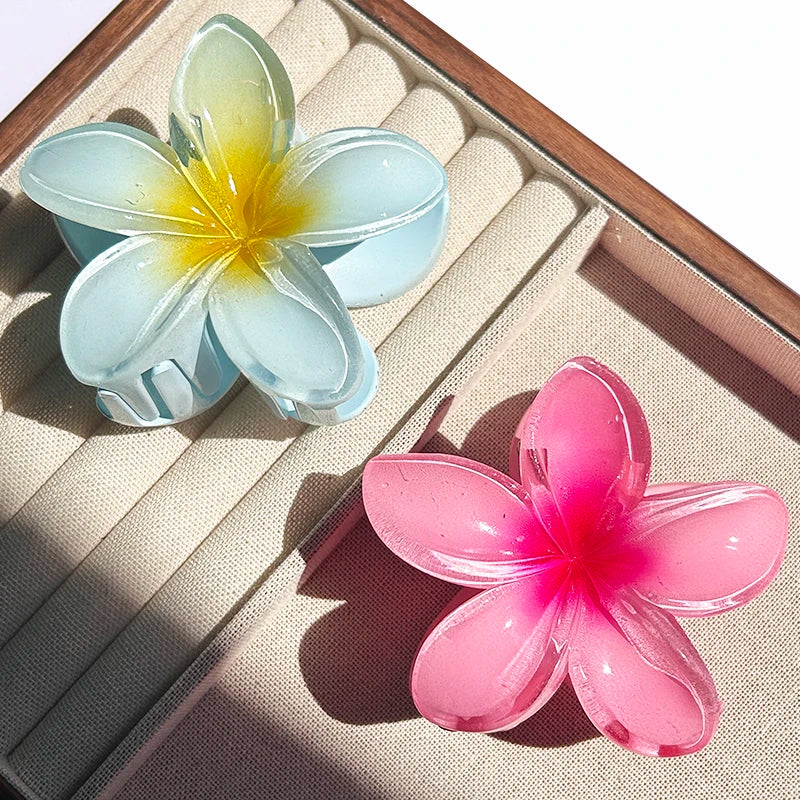 2-Piece Bohemian Flower Hair Claw Clip Set – Egg Flower Barrette for Women & Girls