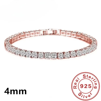 Luxury 925 Silver Cubic Zirconia Crystal Tennis Bracelet by edenista