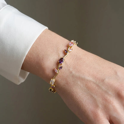 Tulip Flower Bracelet for Women – Copper & Zircon