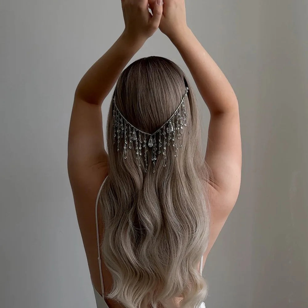 Rhinestone Tassel Headband Bridal