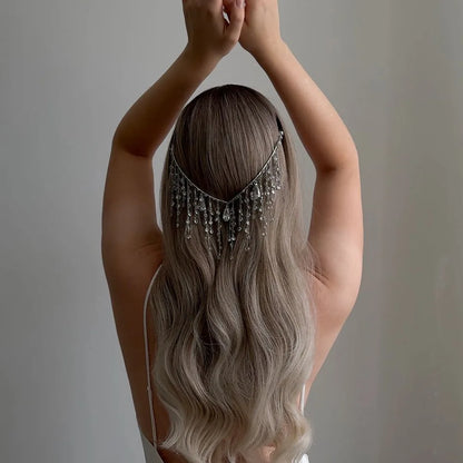 Rhinestone Tassel Headband Bridal