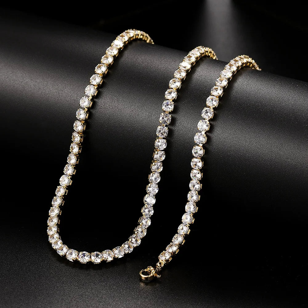 Iced Out Cubic Zirconia Tennis Chain Choker Necklace – Hiphop Jewelry for Women