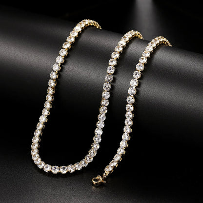 Iced Out Cubic Zirconia Tennis Chain Choker Necklace – Hiphop Jewelry for Women