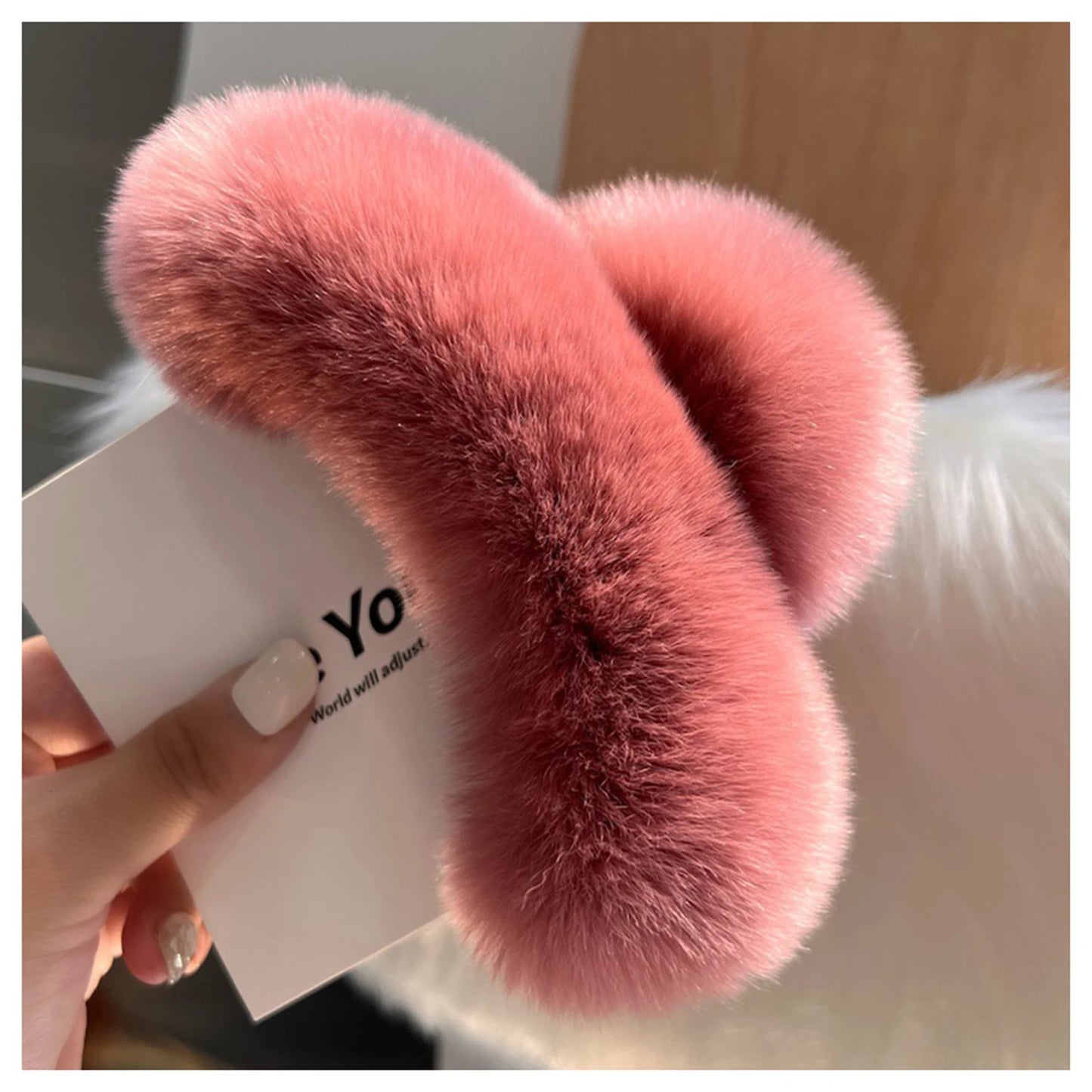Faux Fur Plush Large Hair Claw Clip – Solid Color Barrette for Thick Hair