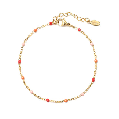 Colourful Thin Link Chain Stainless Steel Bracelet for Women