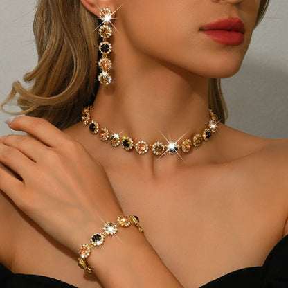 Jewelry set Crystal zirconium flower necklace earrings and bracelet by edenista