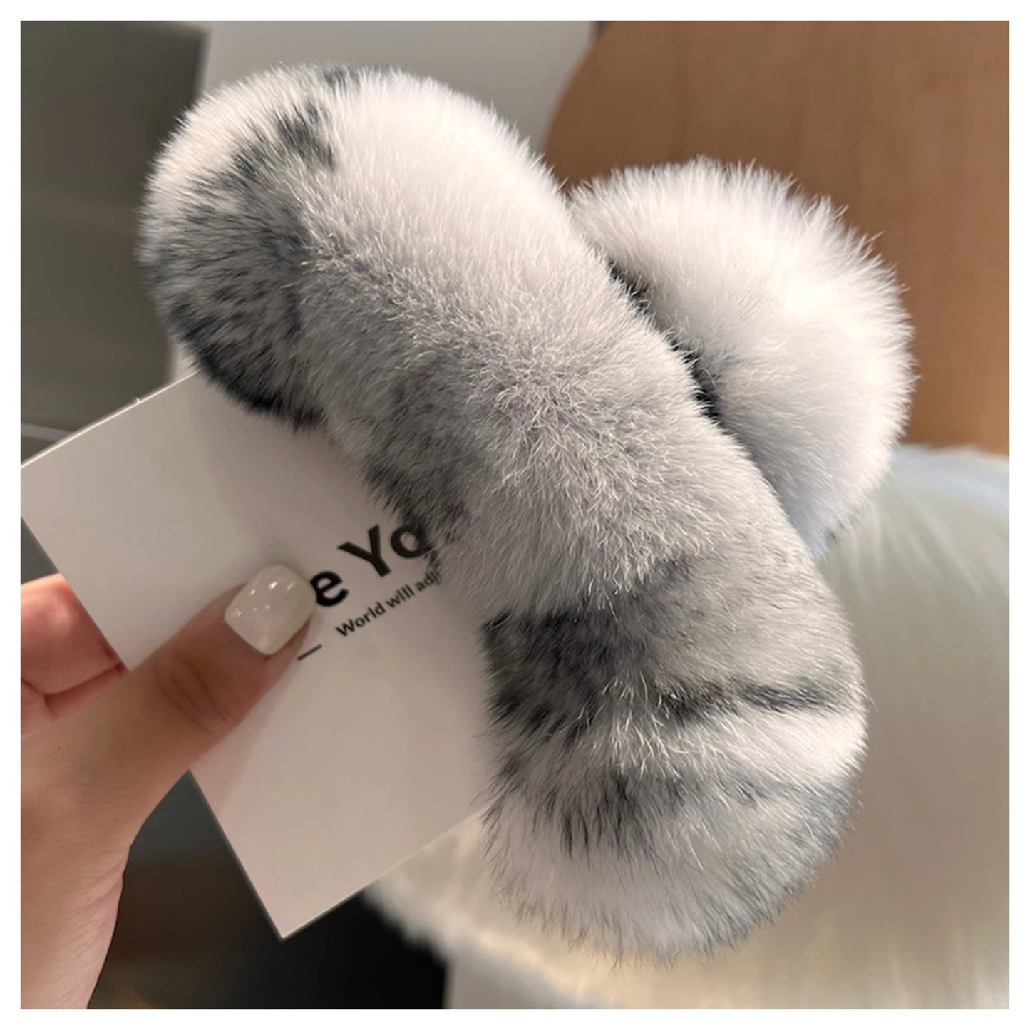 Faux Fur Plush Large Hair Claw Clip – Solid Color Barrette for Thick Hair