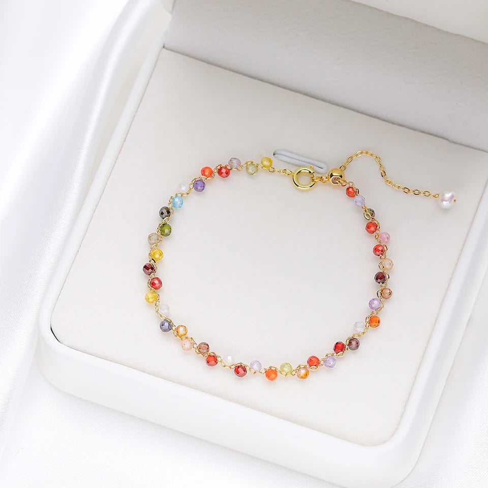 3mm Natural Stone Handmade Adjustable Bracelet for Women