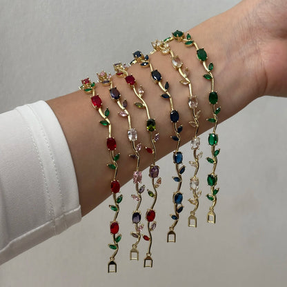 Tulip Flower Bracelet for Women – Copper & Zircon