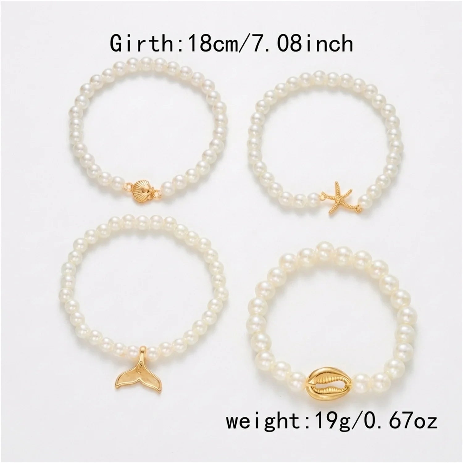 4pcs Imitation Pearl Beaded Chain Bracelets Set for Women Fashion by edenista