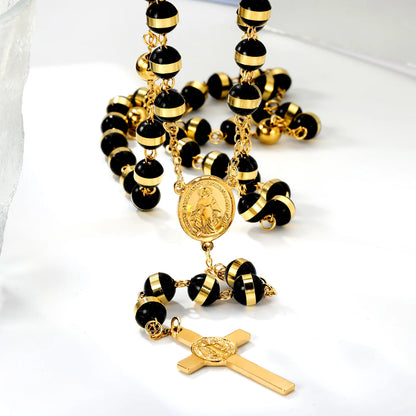 Virgin Mary Cross Pendant Stainless Steel Necklace