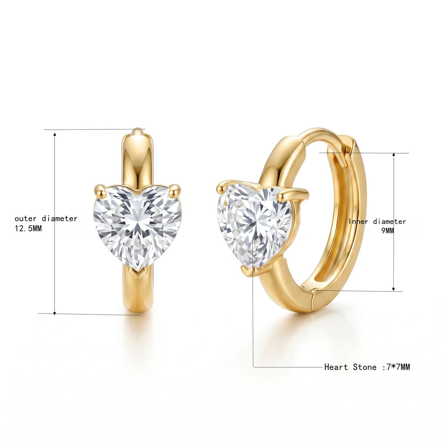 18K Gold Plated Zirconia Huggie Hoop Earrings – 12.4mm