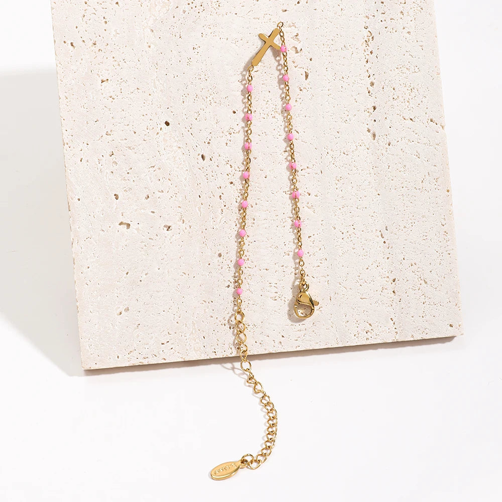Boho Thin Link Chain Charm Bracelet for Women – Gold