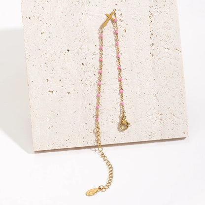 Boho Thin Link Chain Charm Bracelet for Women – Gold
