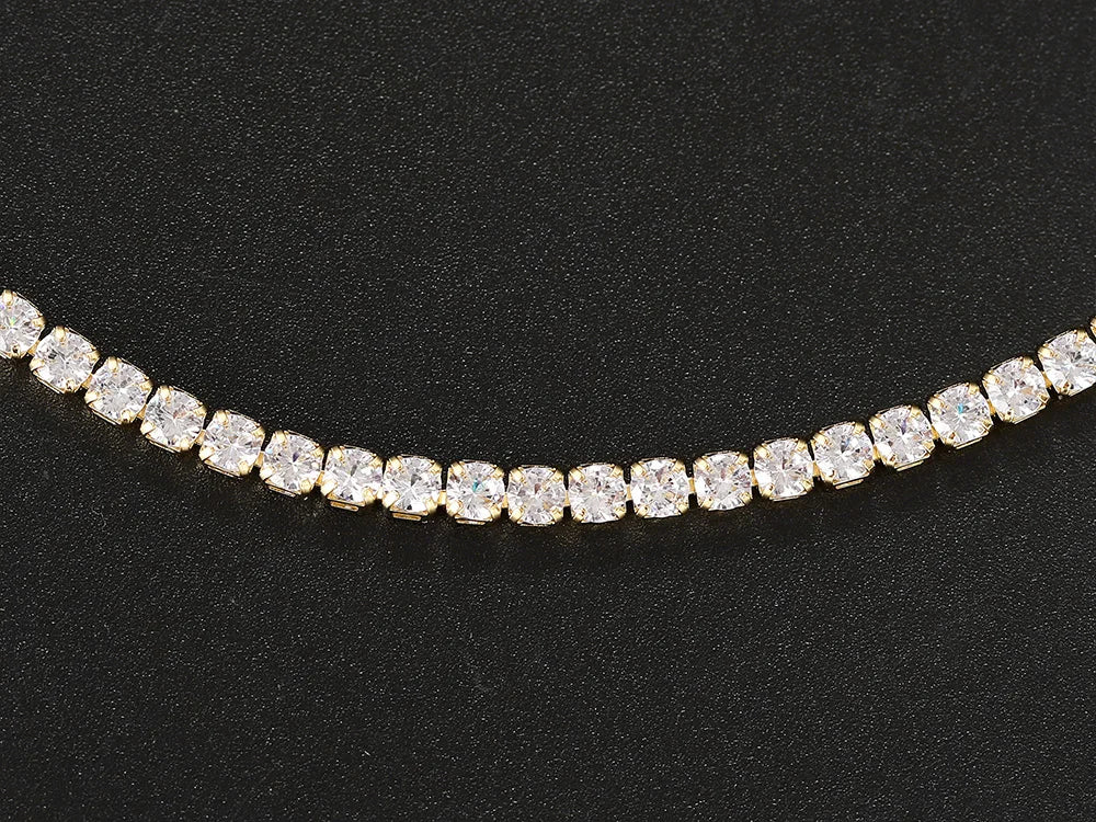 Iced Out Cubic Zirconia Tennis Chain Choker Necklace – Hiphop Jewelry for Women