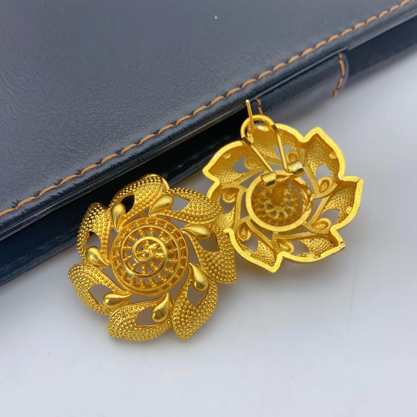 Jewelry Set For Women Indian African Dubai Flower Necklace Earring Nigerian 24K Gold Plated by edenista
