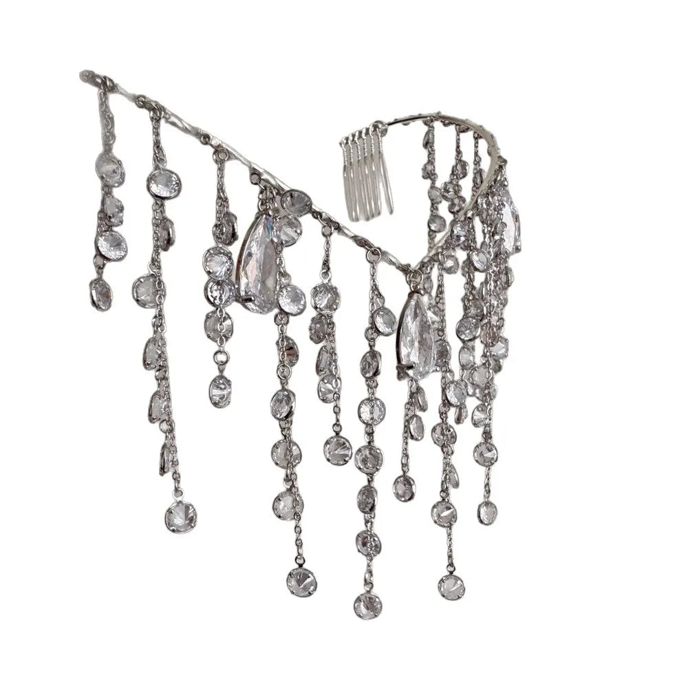 Rhinestone Tassel Headband Bridal