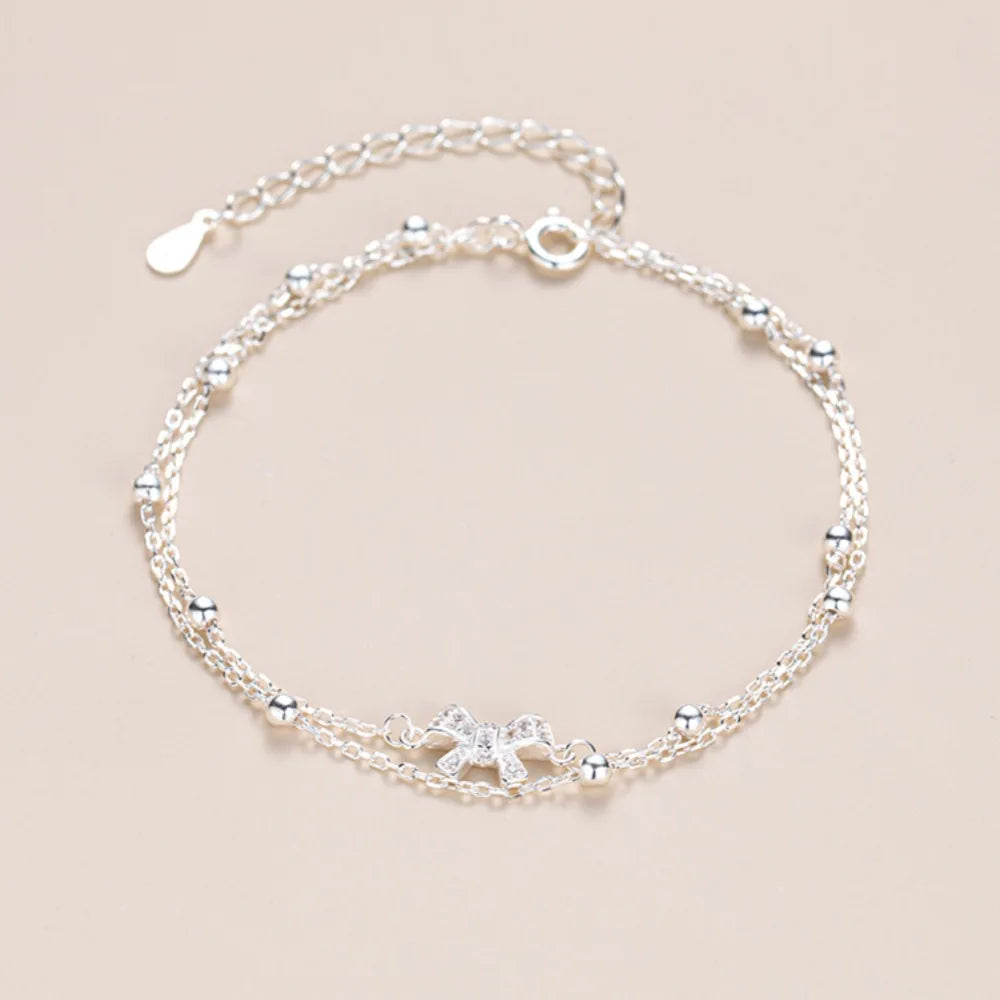 Three-Layer Geometric Bead Bracelet – 925 Sterling Silver