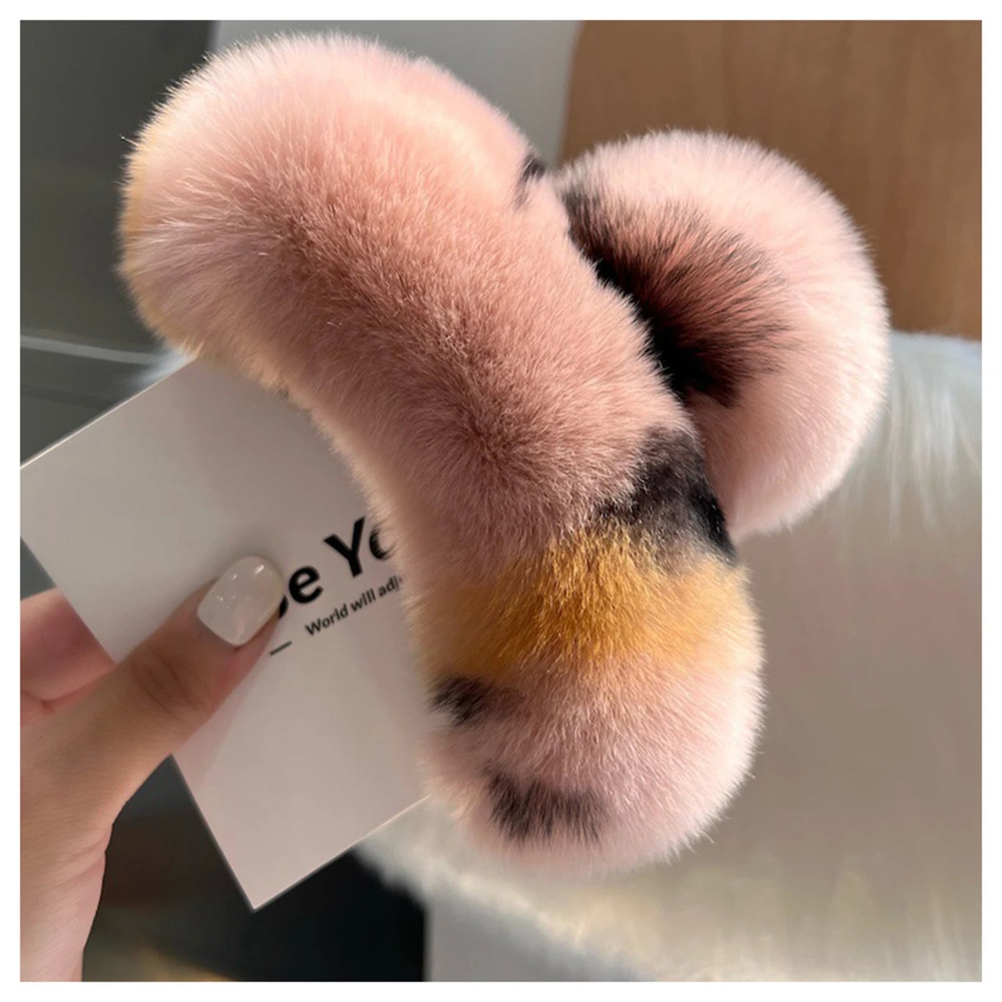 Faux Fur Plush Large Hair Claw Clip – Solid Color Barrette for Thick Hair