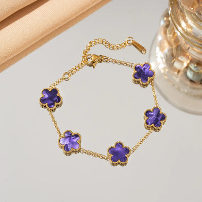 Adjustable Five Flower Stainless Steel Bracelet for Women
