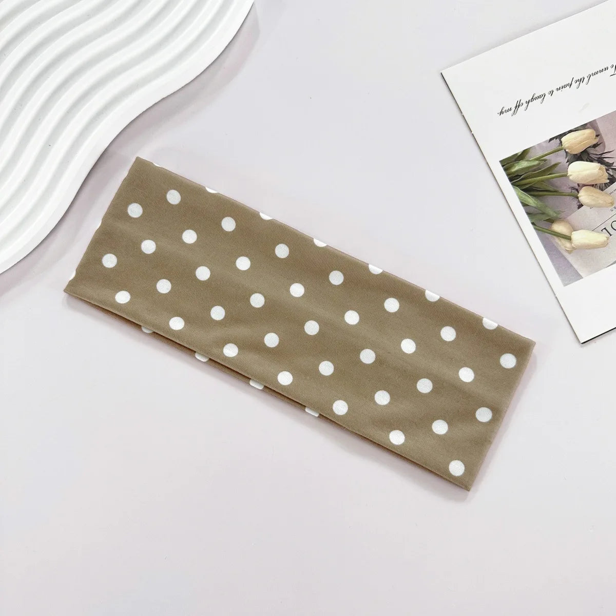 Polka Dot Elastic Sports Headband – Sweat-Absorbent Yoga & Fitness Hairband for Women