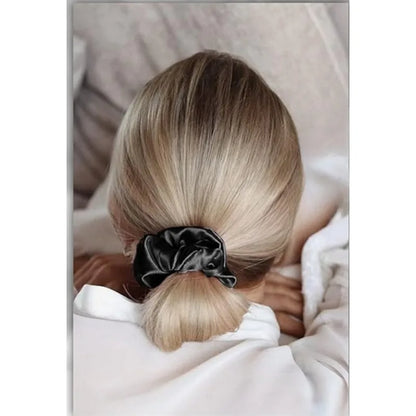 5-Pack Solid Color Silk Scrunchie Hair Ties – Elegant Ponytail Holder for Women & Girls