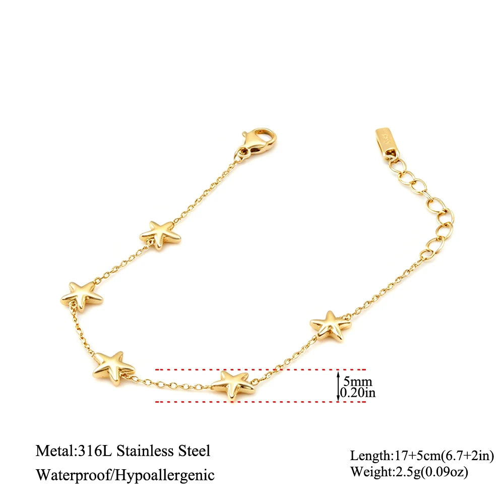 Gold-Plated Heart Charm Bracelet – Stainless Steel