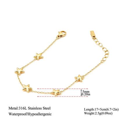 Gold-Plated Heart Charm Bracelet – Stainless Steel