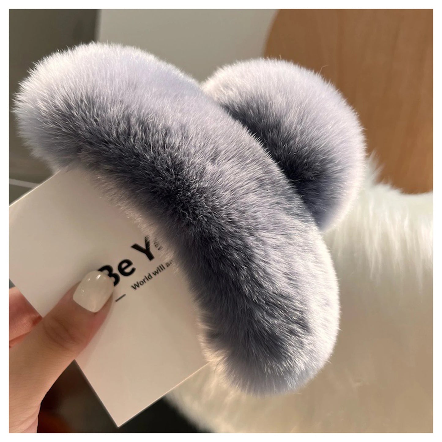 Faux Fur Plush Large Hair Claw Clip – Solid Color Barrette for Thick Hair