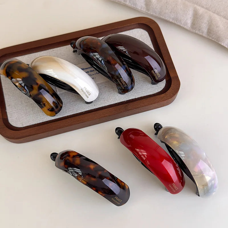 Edenista retro acetate high ponytail buckle clips set of 7 in tortoiseshell, white, red and iridescent tones