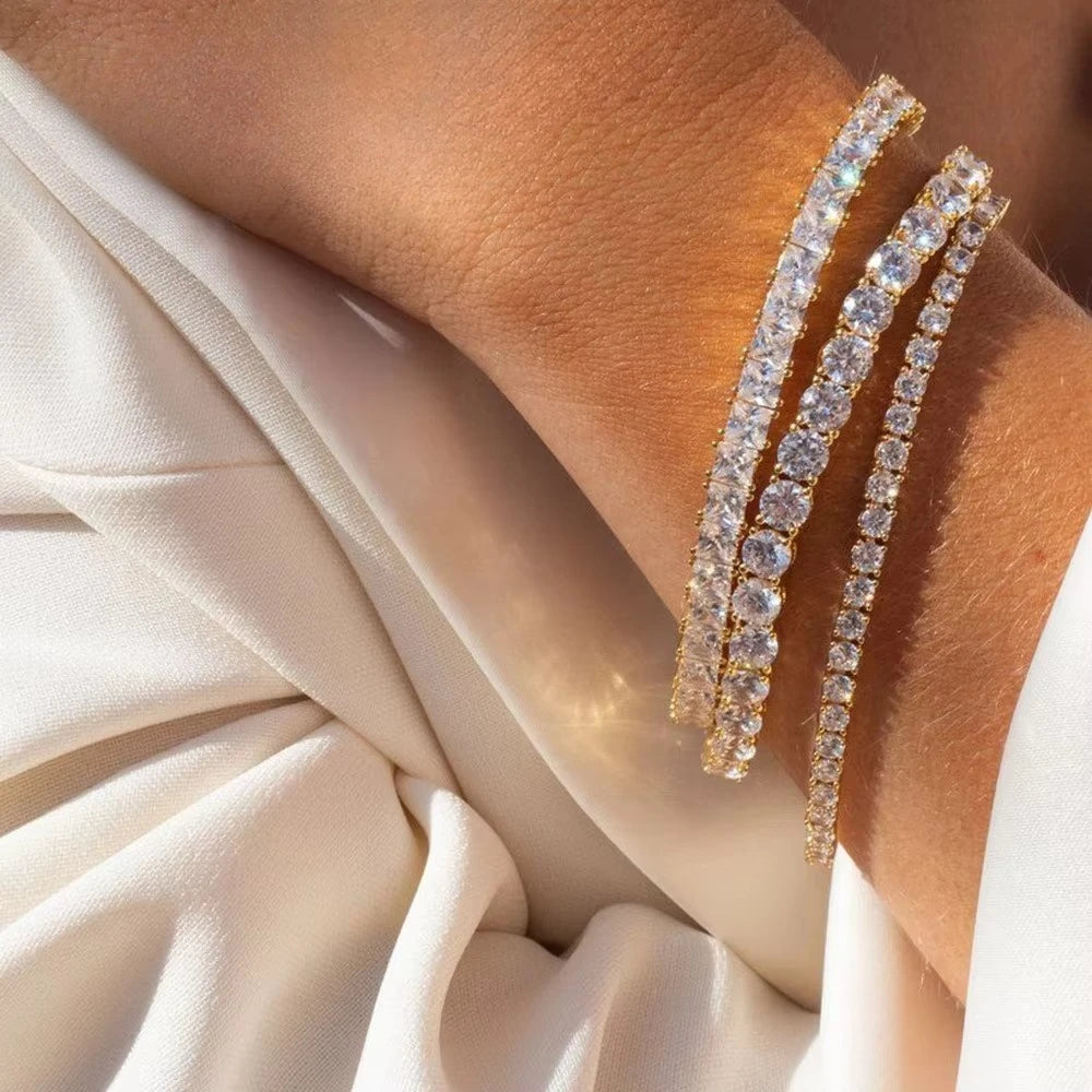 Luxury 925 Silver Cubic Zirconia Crystal Tennis Bracelet by edenista