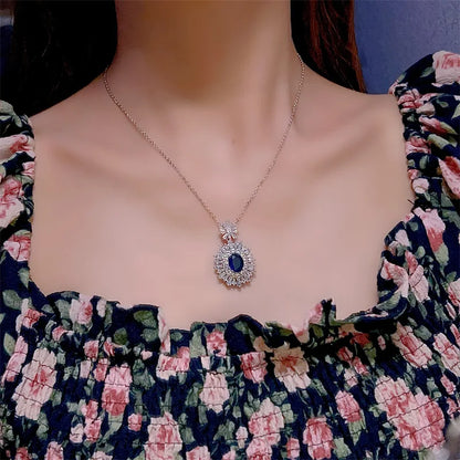 High-quality fashion Blue jewelry sets silver 925 full diamonds by edenista