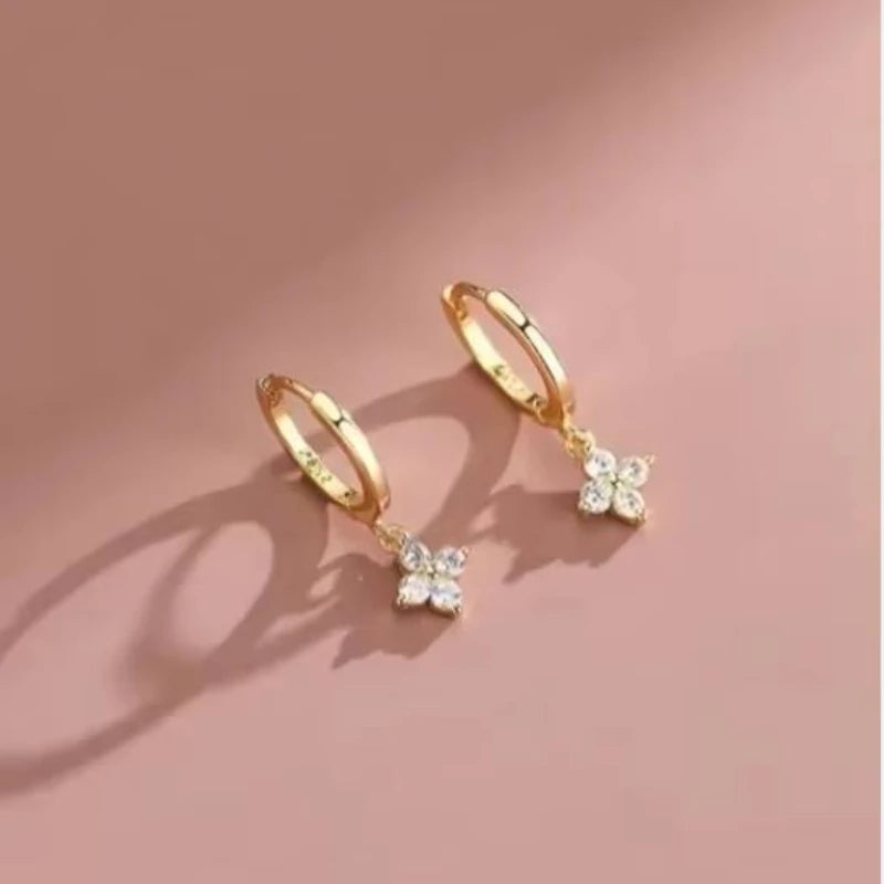 Crystal Four Leaf Flower Bracelet for Women Classic Trendy Gold Color Stainless Steel Zircon Bangle Jewelry Gift by edenista