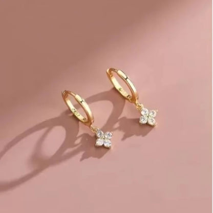 Crystal Four Leaf Flower Bracelet for Women Classic Trendy Gold Color Stainless Steel Zircon Bangle Jewelry Gift by edenista