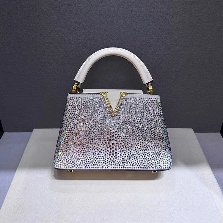 Rhinestone Leather Clutch Bag for Women – Party Tote