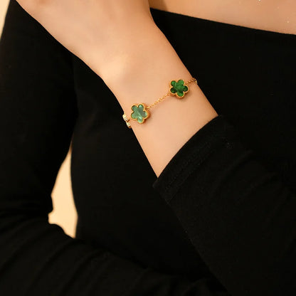 Adjustable Five Flower Stainless Steel Bracelet for Women