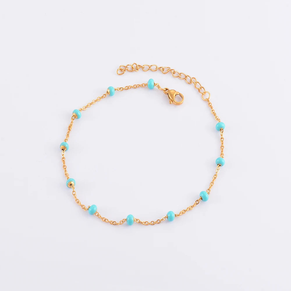 Gold Plated Coloured Enamel Stainless Steel Chain Bracelet