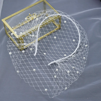 Pearl Beads Bridal Birdcage Veil
