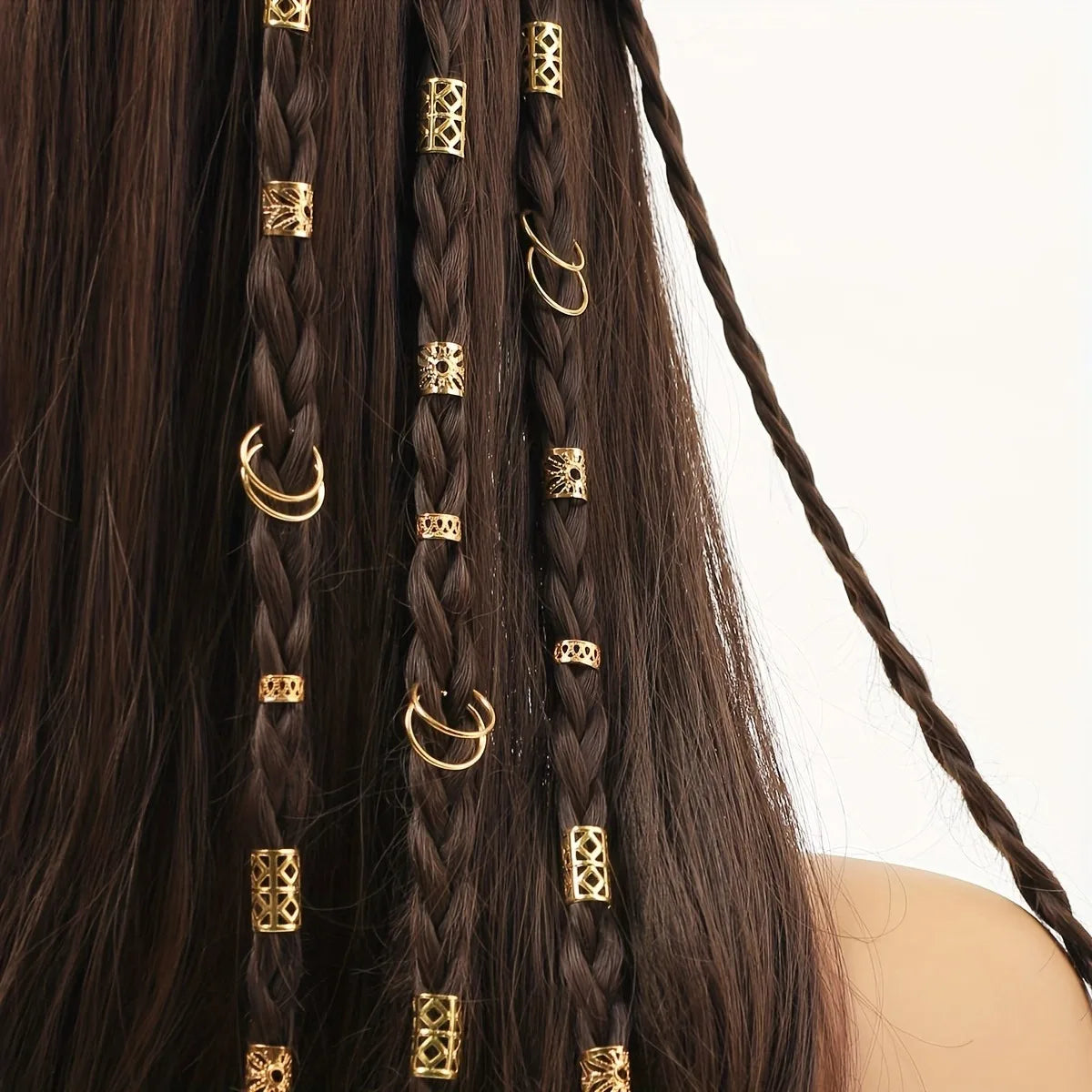80-Piece Hollow Out Alloy Dreadlock Hair Rings – Metal Cuffs for Braids & Loc Hair