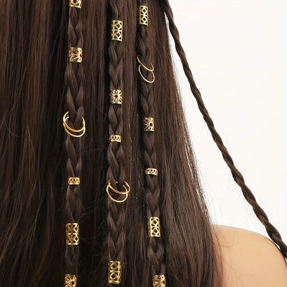 80-Piece Hollow Out Alloy Dreadlock Hair Rings – Metal Cuffs for Braids & Loc Hair